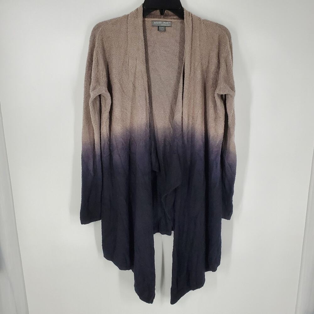 Barefoot Dreams Cozychic Lite Cream Blue Ombre Calypso Wrap Cardigan S/M